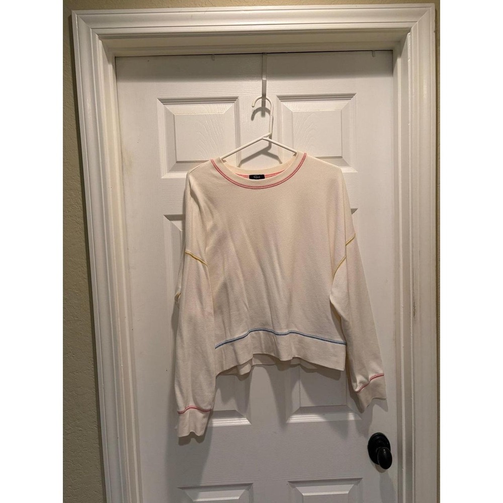 Rails pastel stitching white crewneck sweater